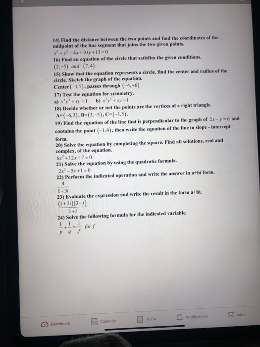 Solved 14) Find the distance between the two points and find | Chegg.com
