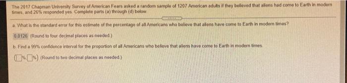 Solved The 2017 Chapman University Survey Of American Fears | Chegg.com