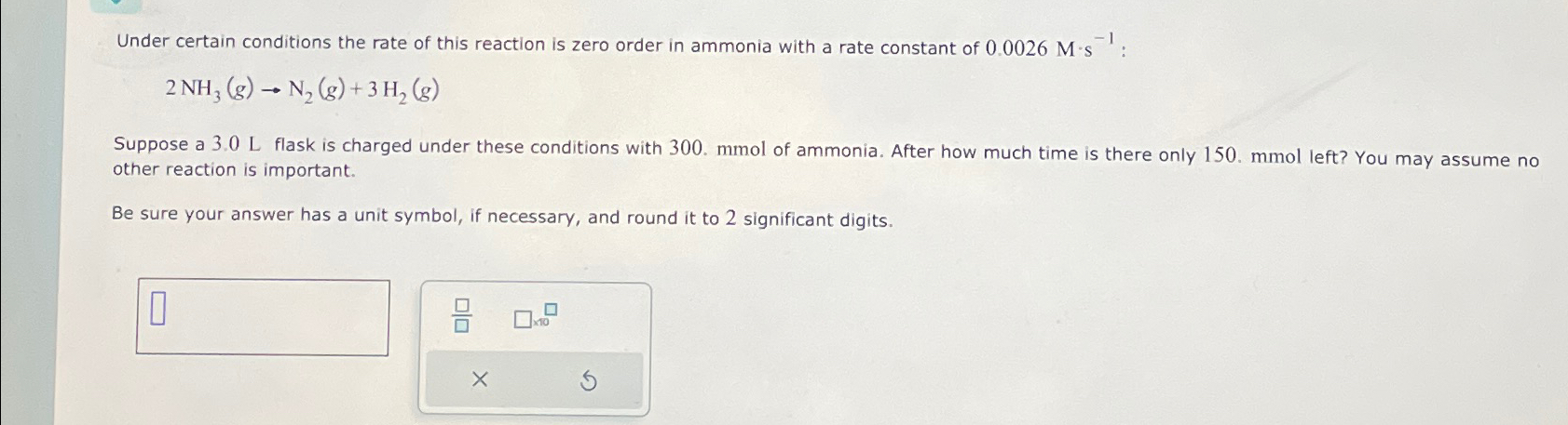 Solved Under certain conditions the rate of this reaction is | Chegg.com