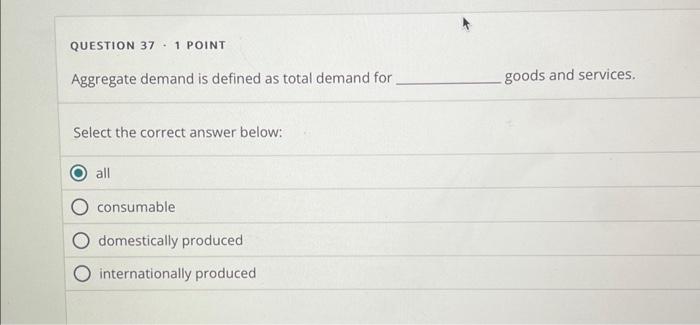 Solved Aggregate demand is defined as total demand for goods | Chegg.com