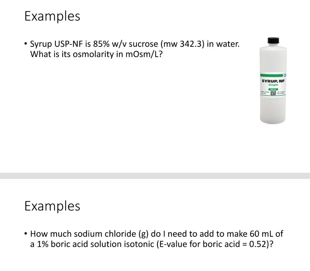 Solved Syrup USPNF is 85 w/v sucrose (mw 342.3 ) in