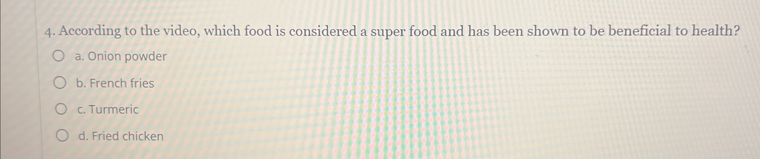 Solved According to the video, which food is considered a | Chegg.com