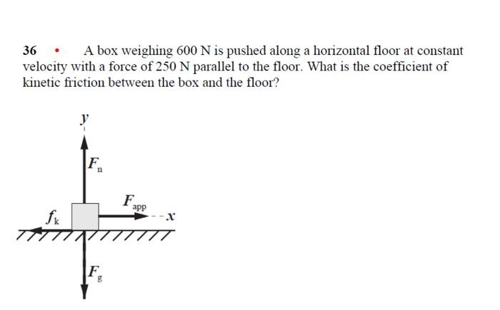 Solved 36 - A box weighing 600 N is pushed along a | Chegg.com