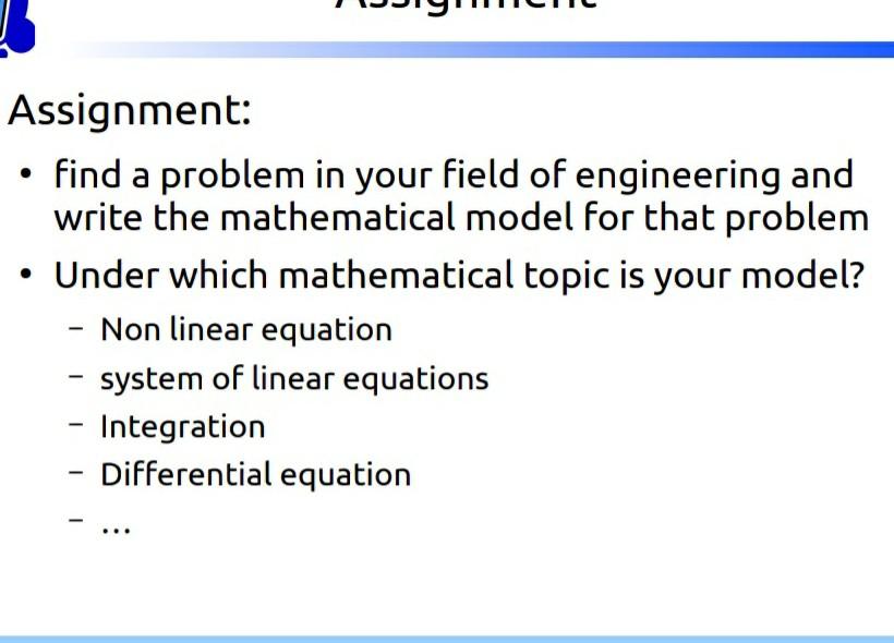Solved Assignment: • find a problem in your field of | Chegg.com