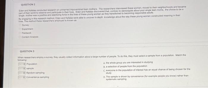 Solved QUESTION 2 Eden and Kalas conducted research on | Chegg.com