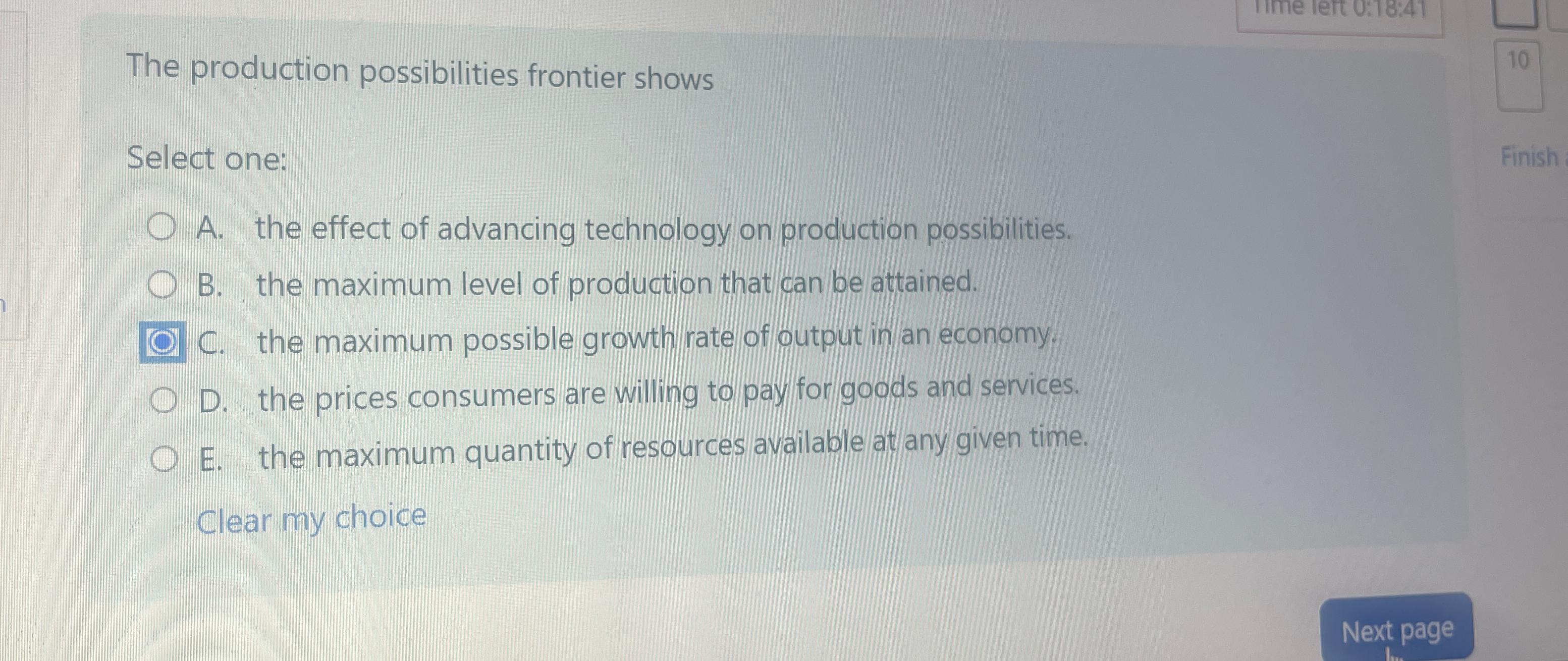 Solved The Production Possibilities Frontier ShowsSelect Chegg Com   Image