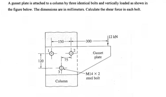 Solved A gusset plate is attached to a column by three | Chegg.com