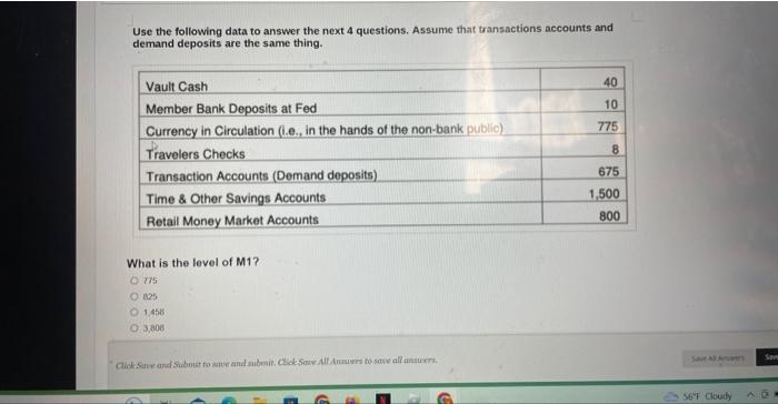 Solved Use the following data to answer the next 4 | Chegg.com