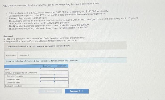 ABC Corporation is a wholesaler of industrial goods. | Chegg.com