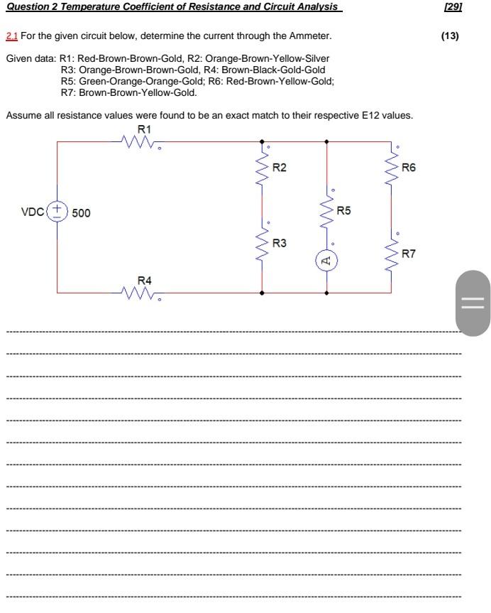 Solved Question 2 Temperature Coefficient of Resistance and | Chegg.com