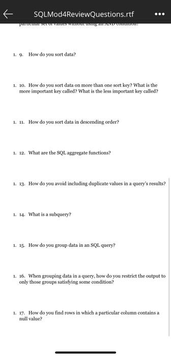 Solved A Guide to SQL Module 4 Review Questions Please | Chegg.com