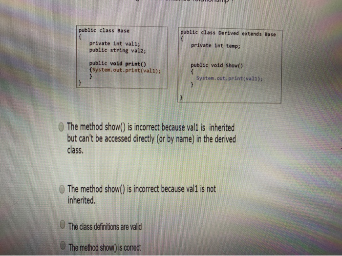 Solved public class Base public class Derived extends Base | Chegg.com