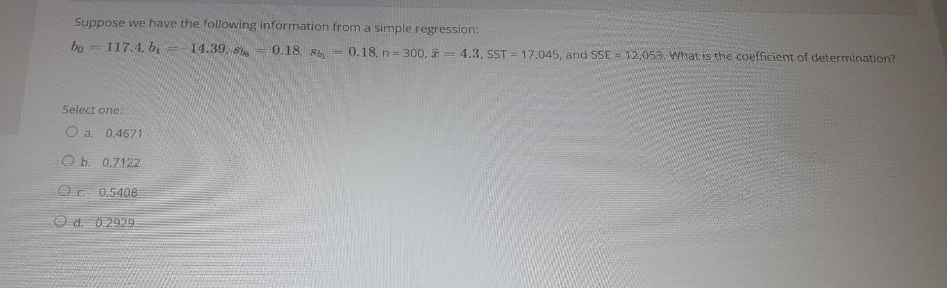 Solved Suppose we have the following information from a | Chegg.com