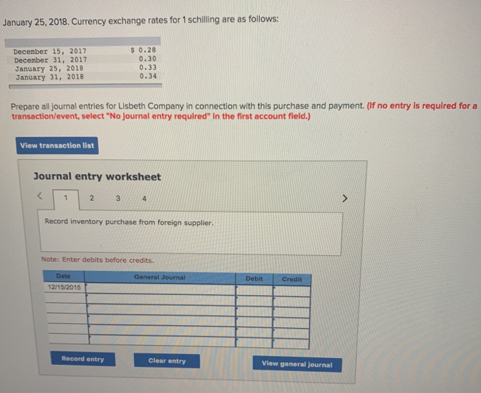 Solved January 25 2018 Currency Exchange Rates For 1 Sc Currency Exchange Rates