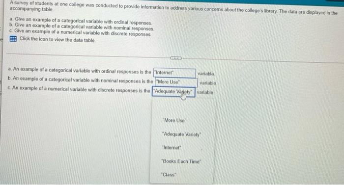 Solved A survey of students at one college was conducted to | Chegg.com