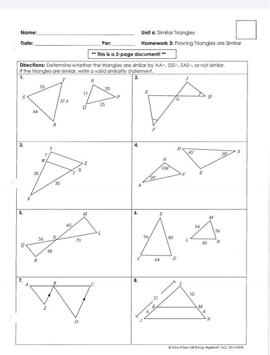 Proving Triangles Similar Worksheet / Triangle Similarity Shortcuts