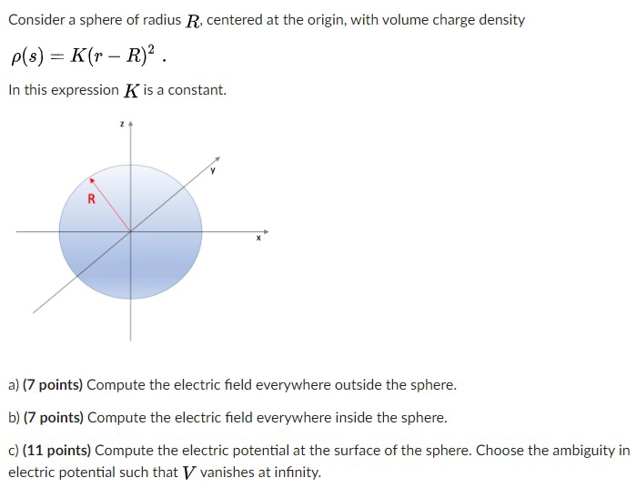 Solved Consider A Sphere Of Radius R Centered At The