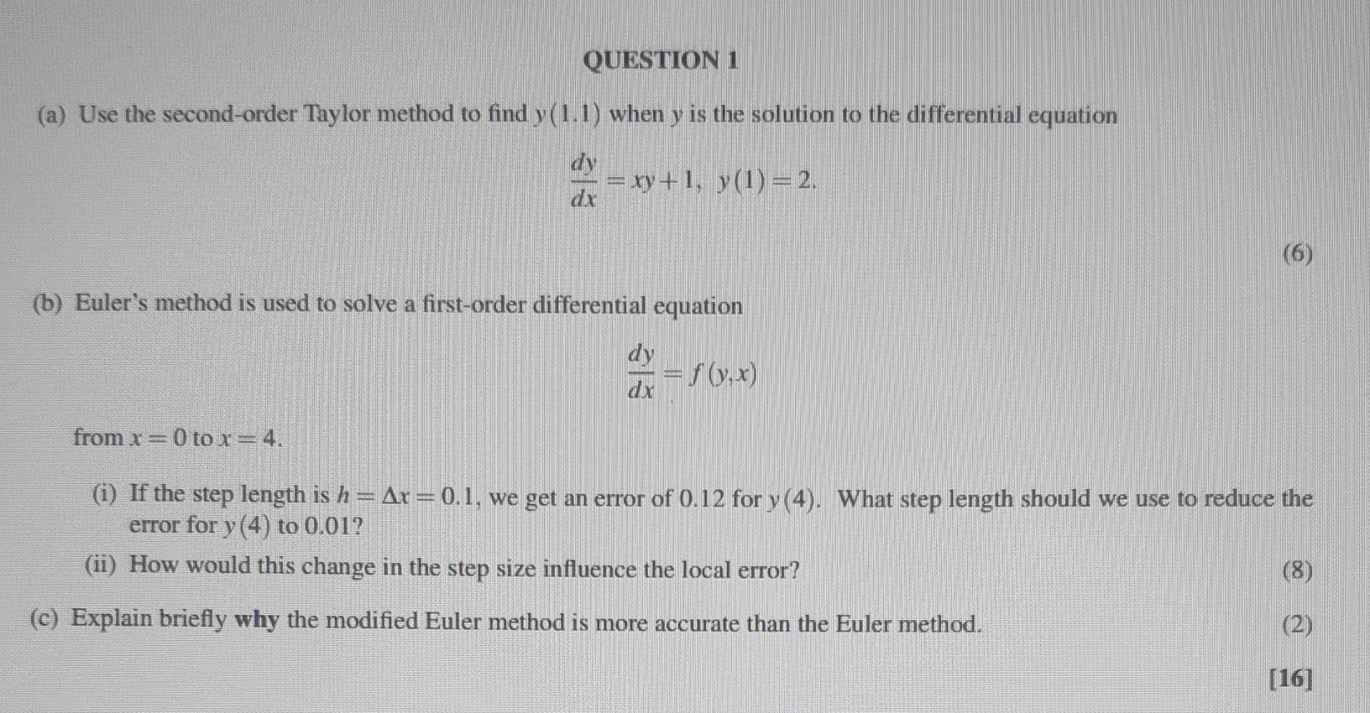 Solved (a) Use the second-order Taylor method to find y(1.1) | Chegg.com