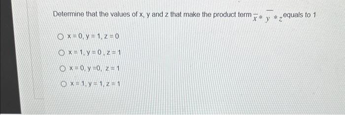 determine the values of x y and z