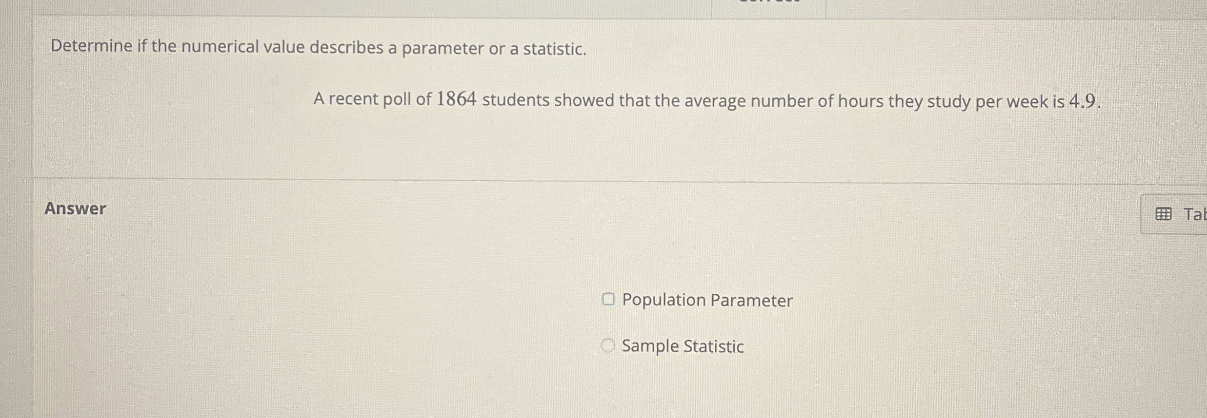 Solved Determine if the numerical value describes a | Chegg.com