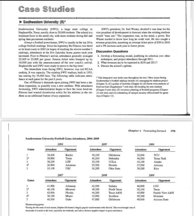 Solved Case Studies Southwestern University: (B)* | Chegg.com