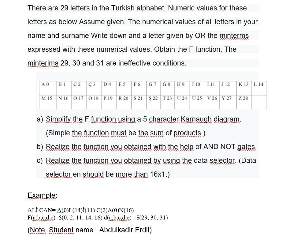 Solved There Are 29 Letters In The Turkish Alphabet Nume Chegg Com