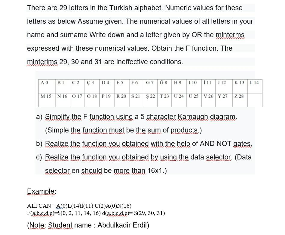 There Are 29 Letters In The Turkish Alphabet Numeric Chegg Com