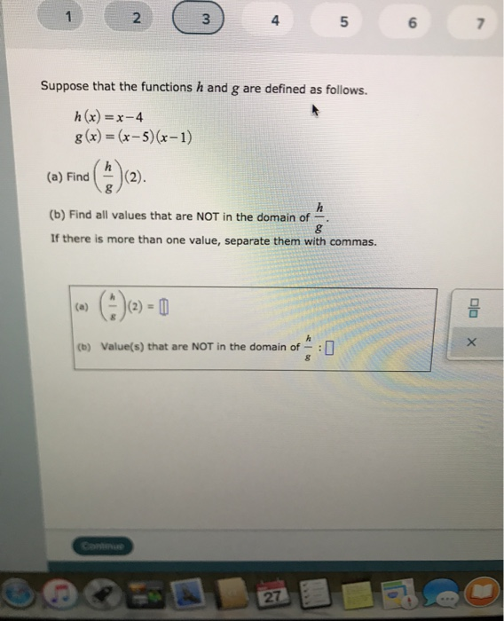 Solved 1 2 3 4 5 6 7 Suppose That The Functions H And G Are