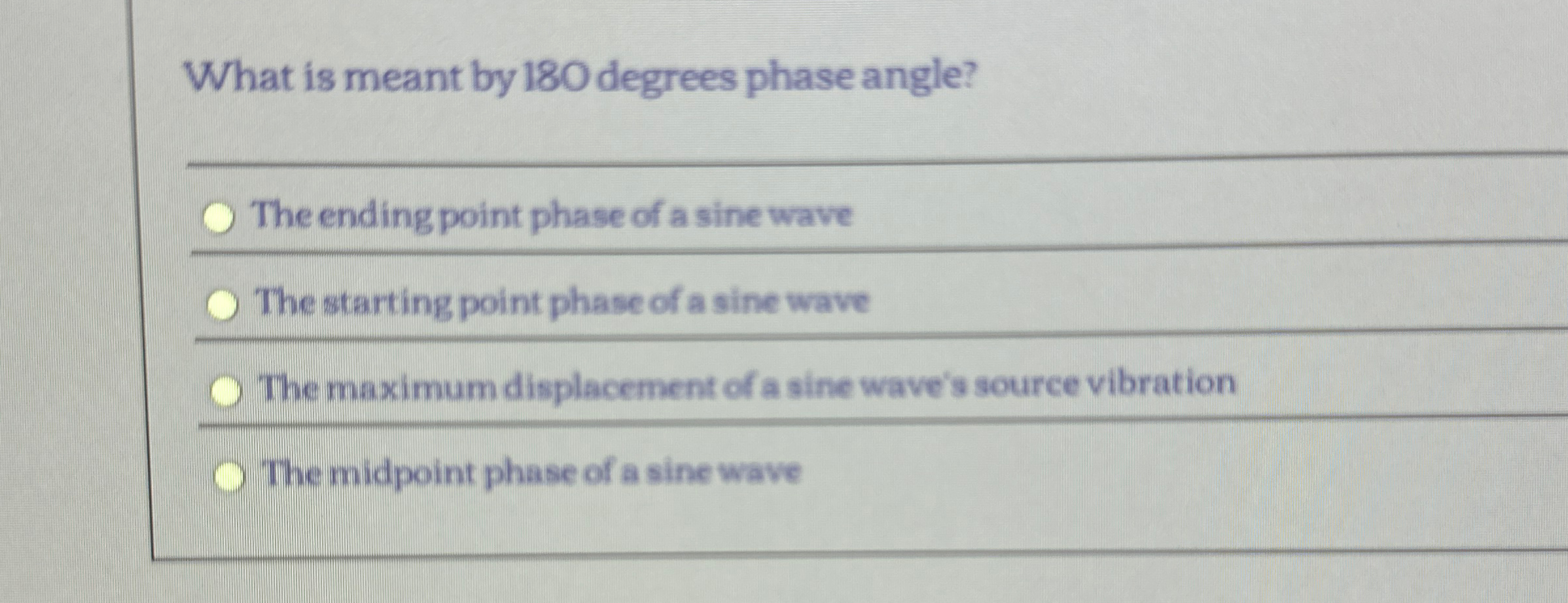 Solved What is meant by 180 ﻿degrees phase angle?The ending | Chegg.com
