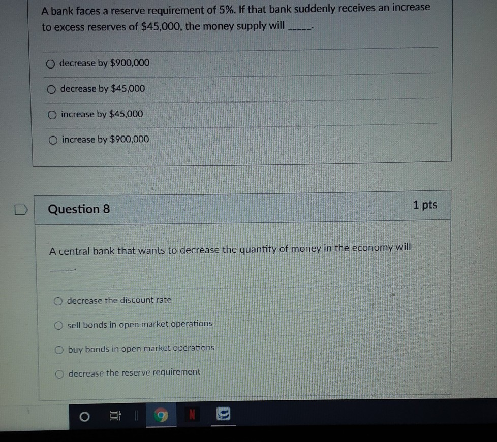 Solved A bank faces a reserve requirement of 5%. If that | Chegg.com