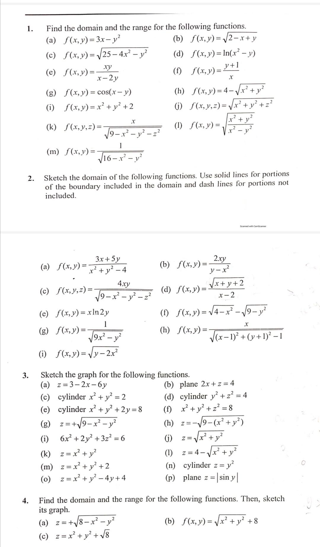 Solved Find The Domain And The Range Of Each Of The Chegg Com