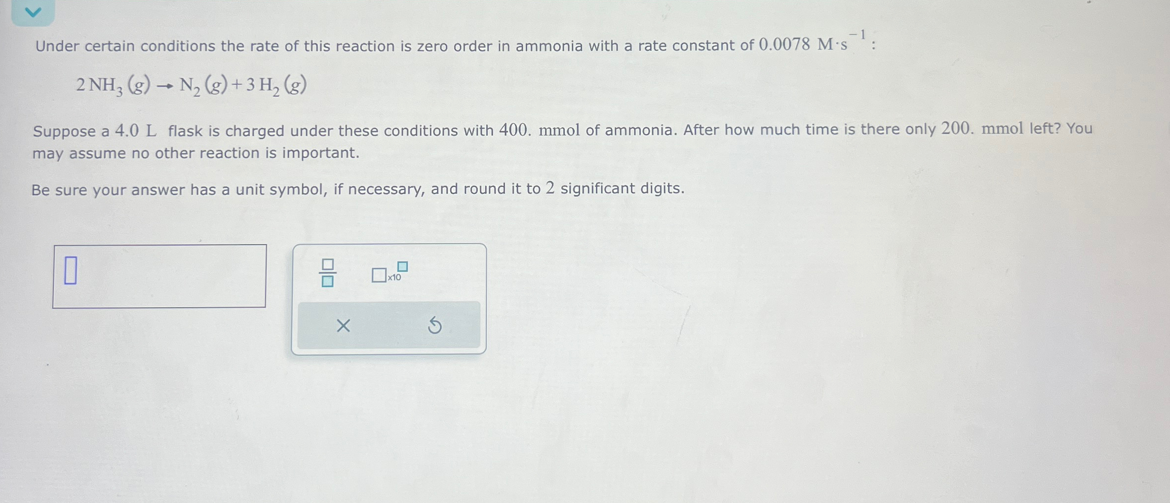 Solved Under certain conditions the rate of this reaction is | Chegg.com