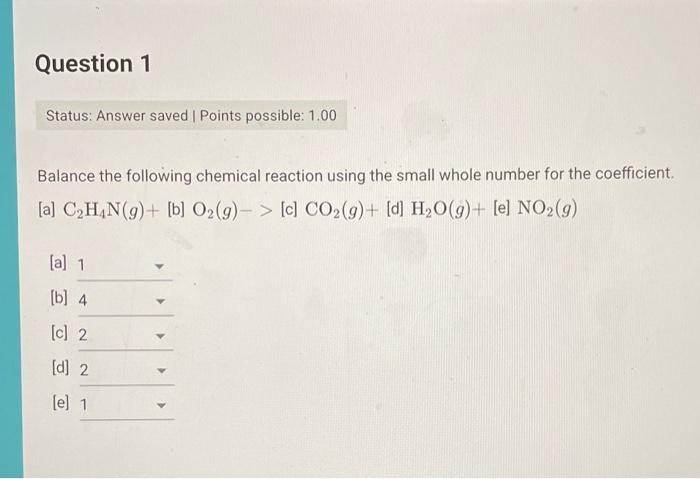 Solved Using the balanced equation from question 1 how many