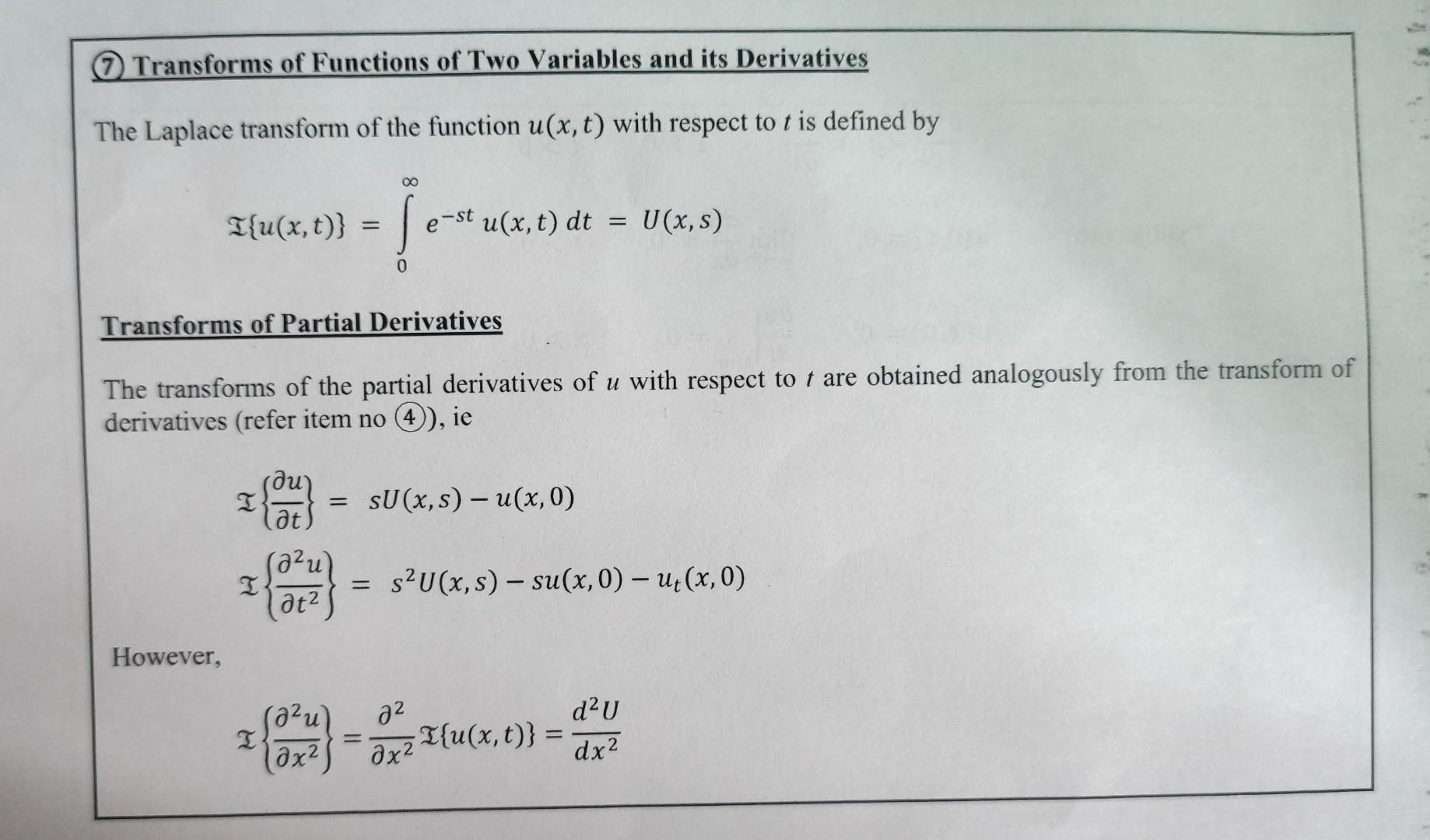 Solved (7) Transforms of Functions of Two Variables and its | Chegg.com