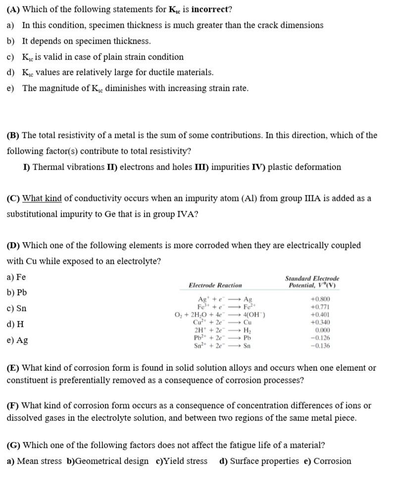 Solved (A) Which of the following statements for Kic is | Chegg.com