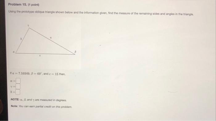 Solved Using the prototype oblique triangle shown below and | Chegg.com
