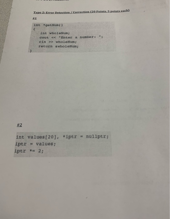Solved Type 2: Error Detection /Correction (20 Points.S | Chegg.com