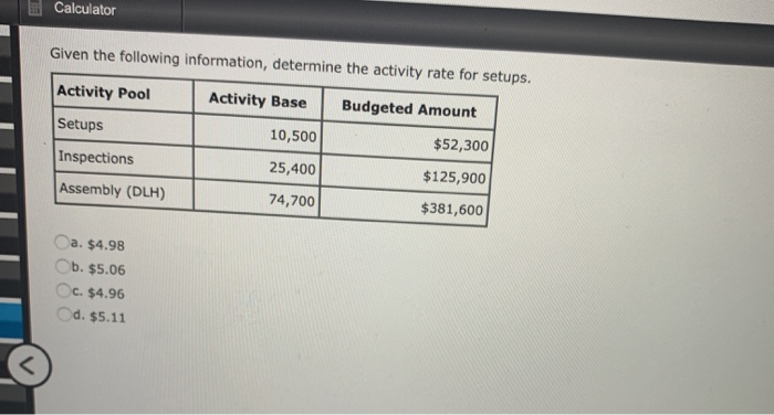 Solved Calculator Given The Following Information, Determine | Chegg.com