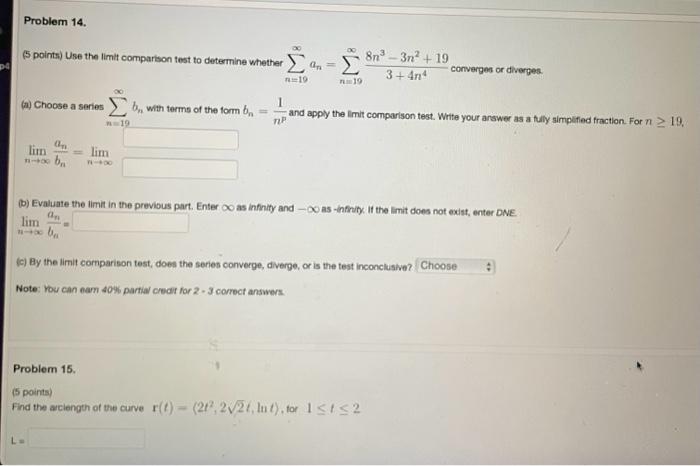 Solved (5 Points) Use The Limit Comparison Test To Determine | Chegg.com