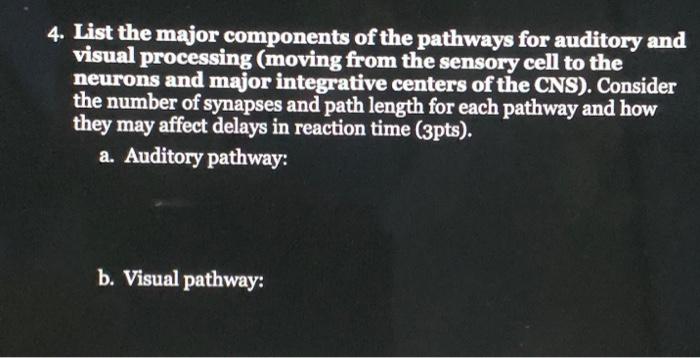 Solved List the major components of the pathways for | Chegg.com