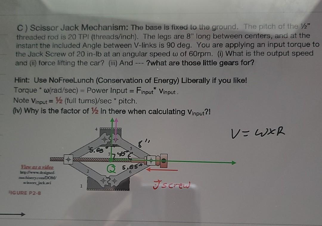 Solved C) Scissor Jack Mechanism The base is fixed to the