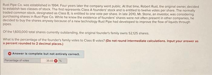 Solved Rust Pipe Co. Was Established In 1994. Four Years | Chegg.com