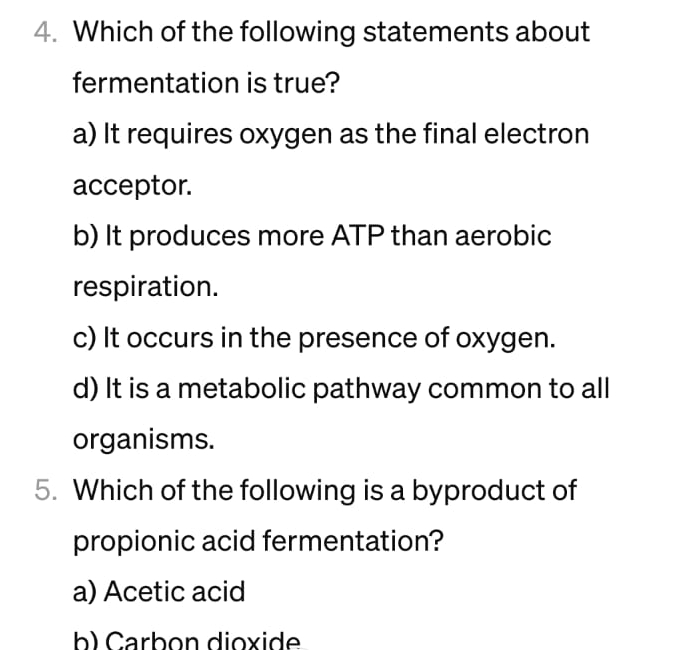 Solved Which of the following statements about fermentation | Chegg.com