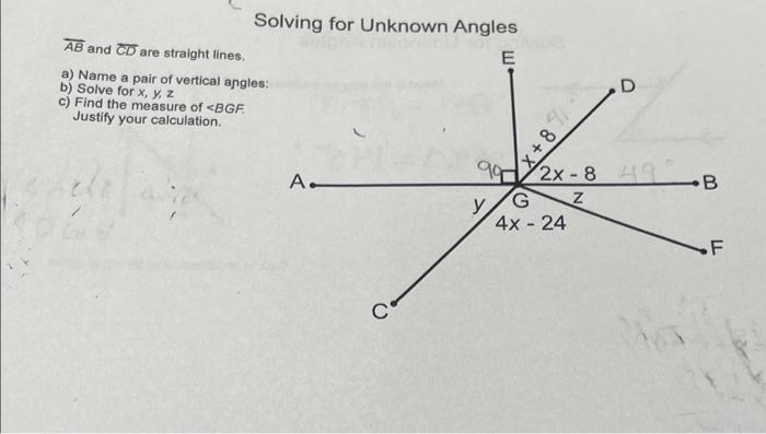 Solved Solving for Unknown Angles AB and CD are straight | Chegg.com