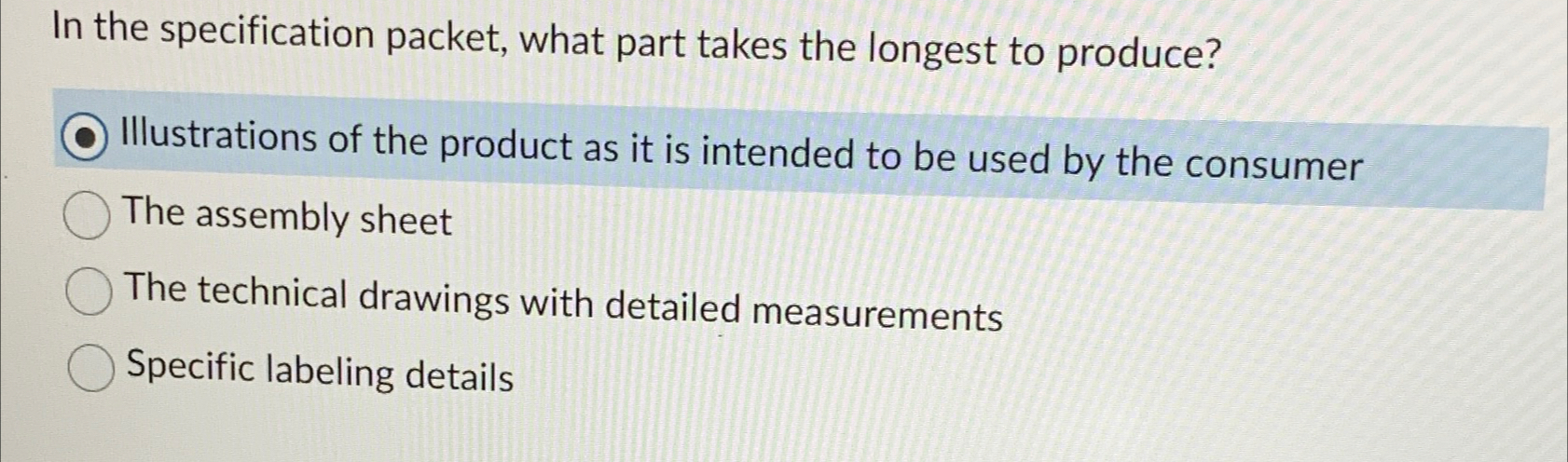 Solved In the specification packet, what part takes the | Chegg.com