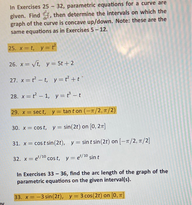 Solved In Exercises 25 - 32, parametric equations for a | Chegg.com