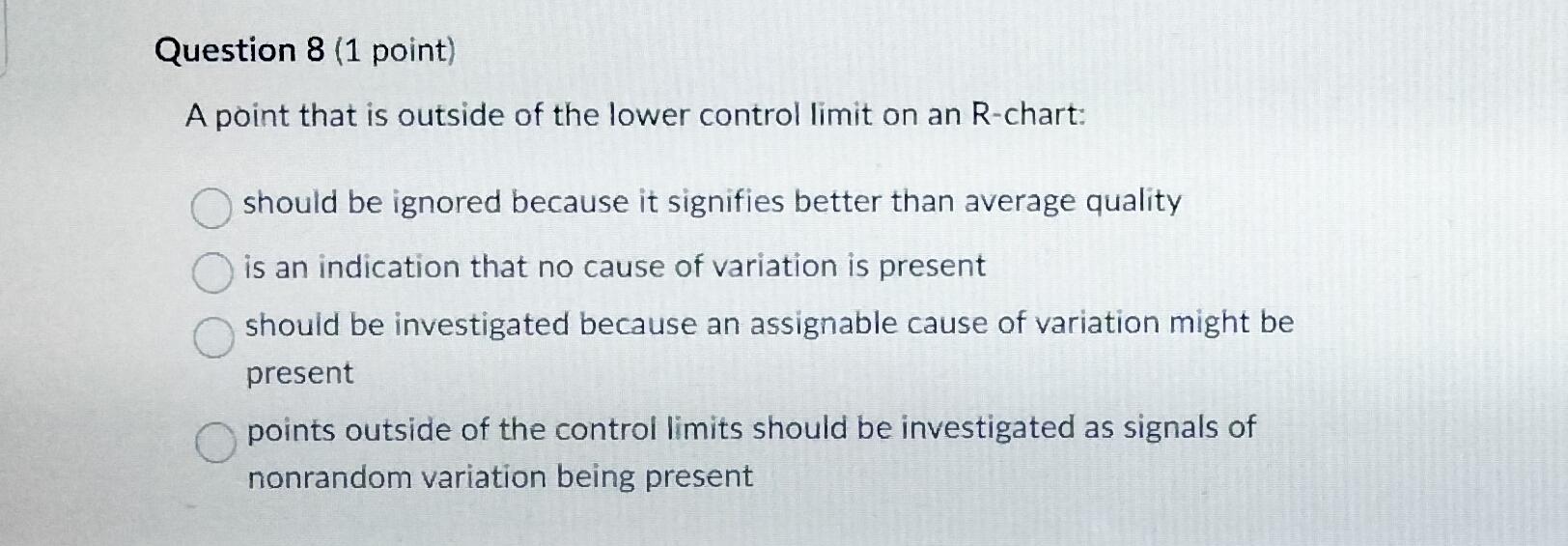 Solved Question 8 (1 ﻿point)A point that is outside of the | Chegg.com