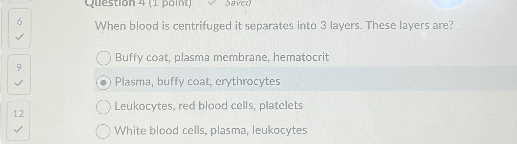 Solved 6When blood is centrifuged it separates into 3 | Chegg.com