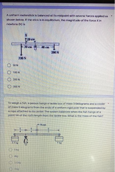 Solved A uniform meterstick is balanced at its midpoint with | Chegg.com