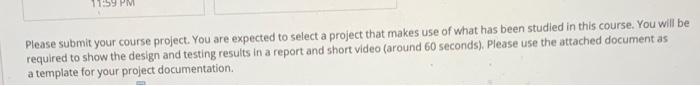 Solved Please submit your course project. You are expected | Chegg.com